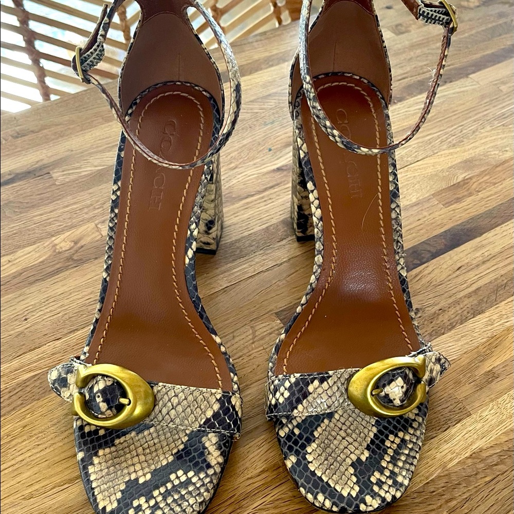 Coach snakeskin ankle-strap sandals 9M